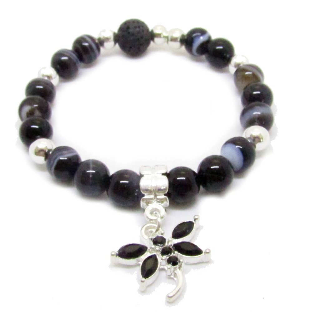 COPY - Black Dragonfly Botswana Agate Bracelet